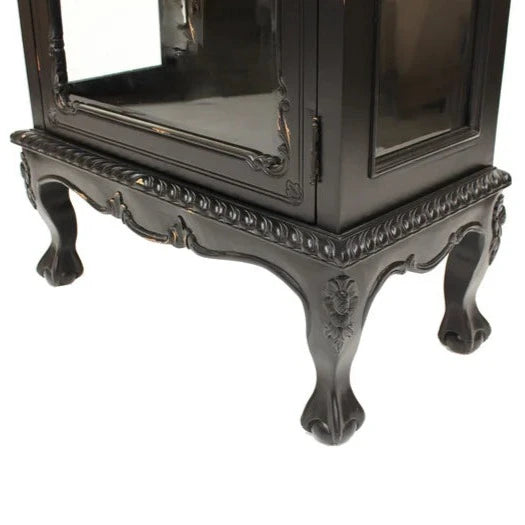 Heritage Single Door Carved Dutch Showcase - Black