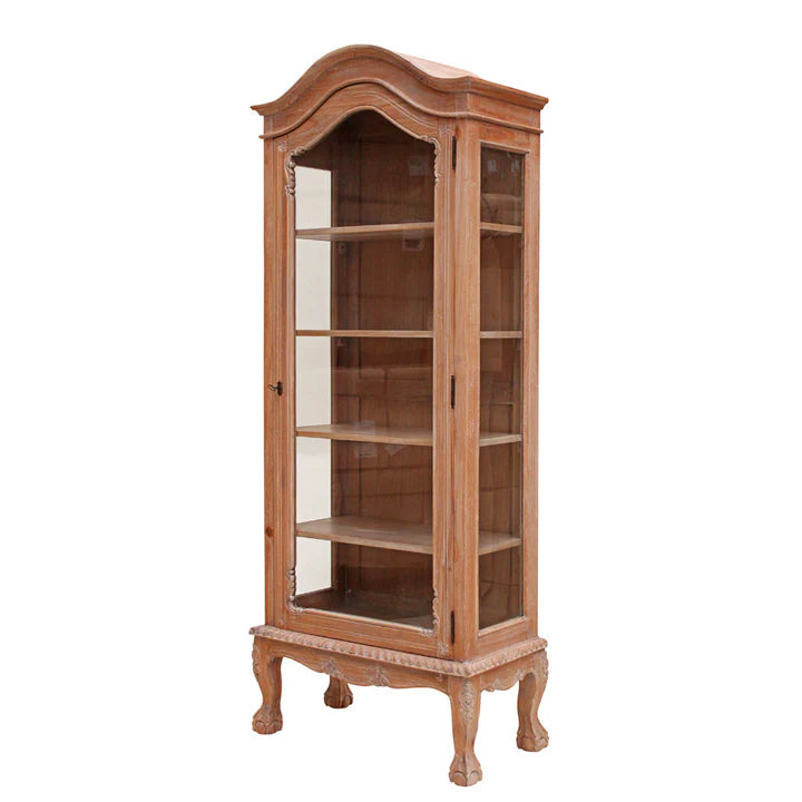 Heritage Single Door Carved Dutch Showcase - Weathered Oak