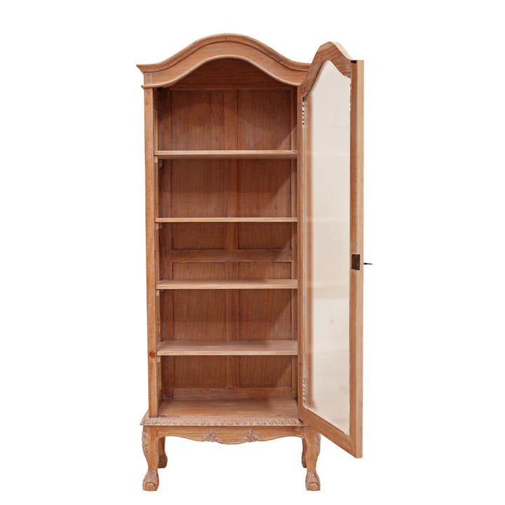 Heritage Single Door Carved Dutch Showcase - Weathered Oak