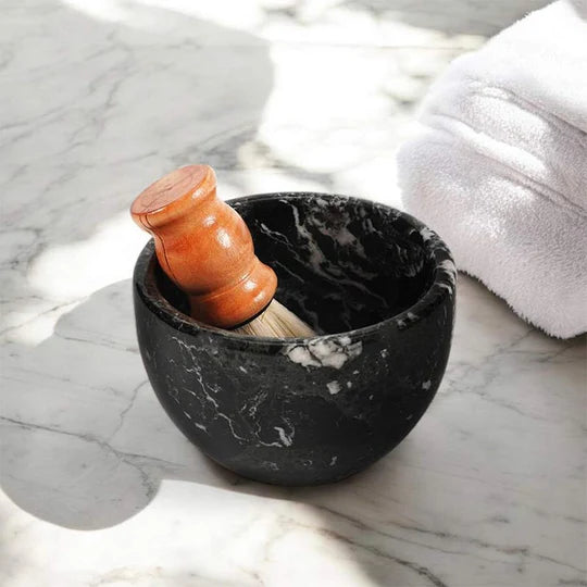 High Quality Marble Shaving Cream Bowl - Black