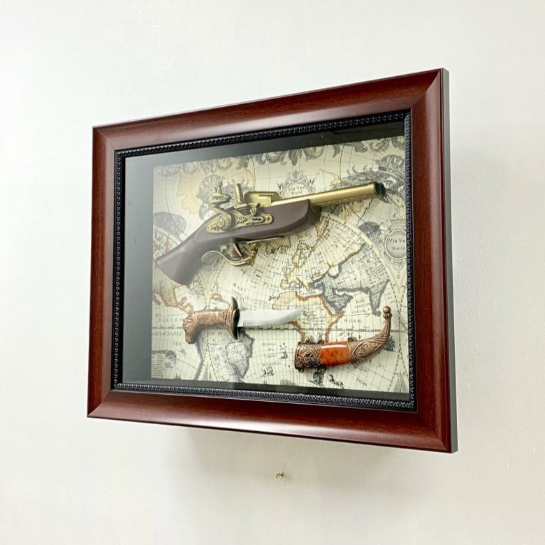 Home Decor Antique Gun & Dagger Timber Frame