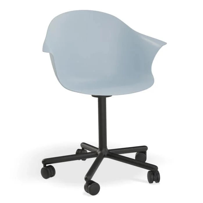 Horizon Blue Seat Swivel Base with Castors Dining Armchair