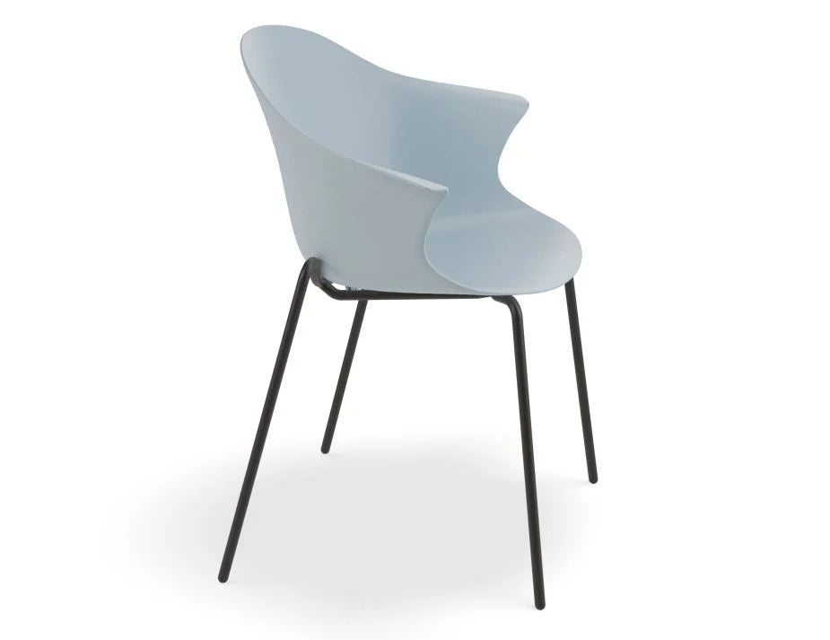 Horizon Blue Shell Seat 4 Post Black Base Dining Armchair