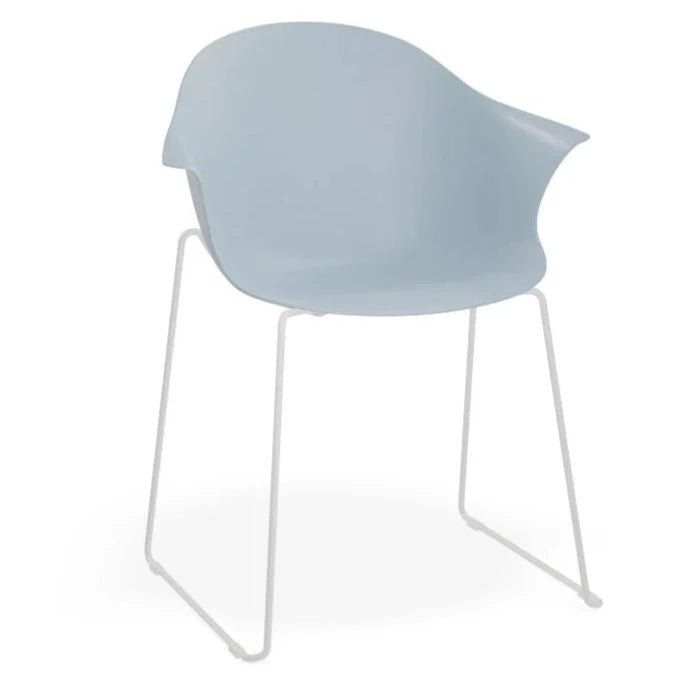 Horizon Blue Sled Base - White Dining Armchair