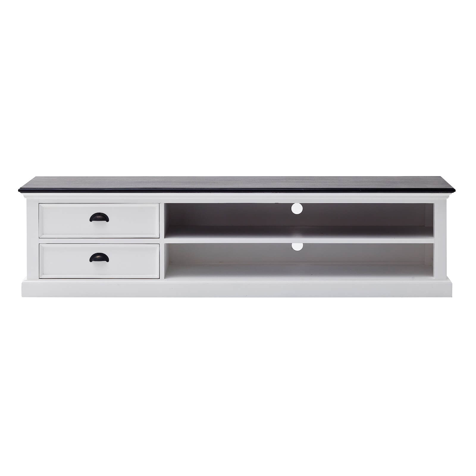 Iconic 2 Drawers 2 Shelves Entertainment Unit 180cms W/ Black Top