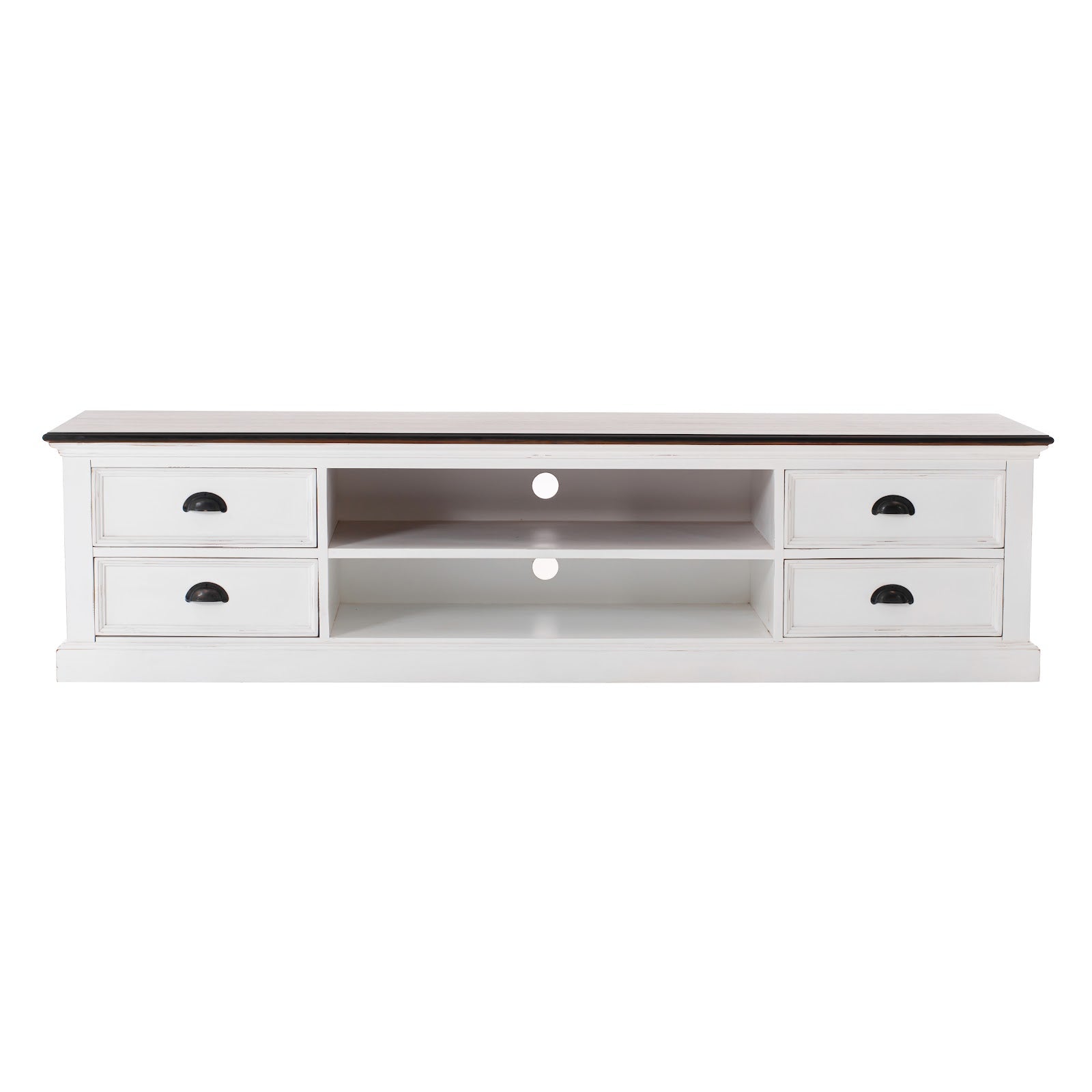 Iconic Entertainment Unit 180cms 4 Drawers White W/ Brown Top