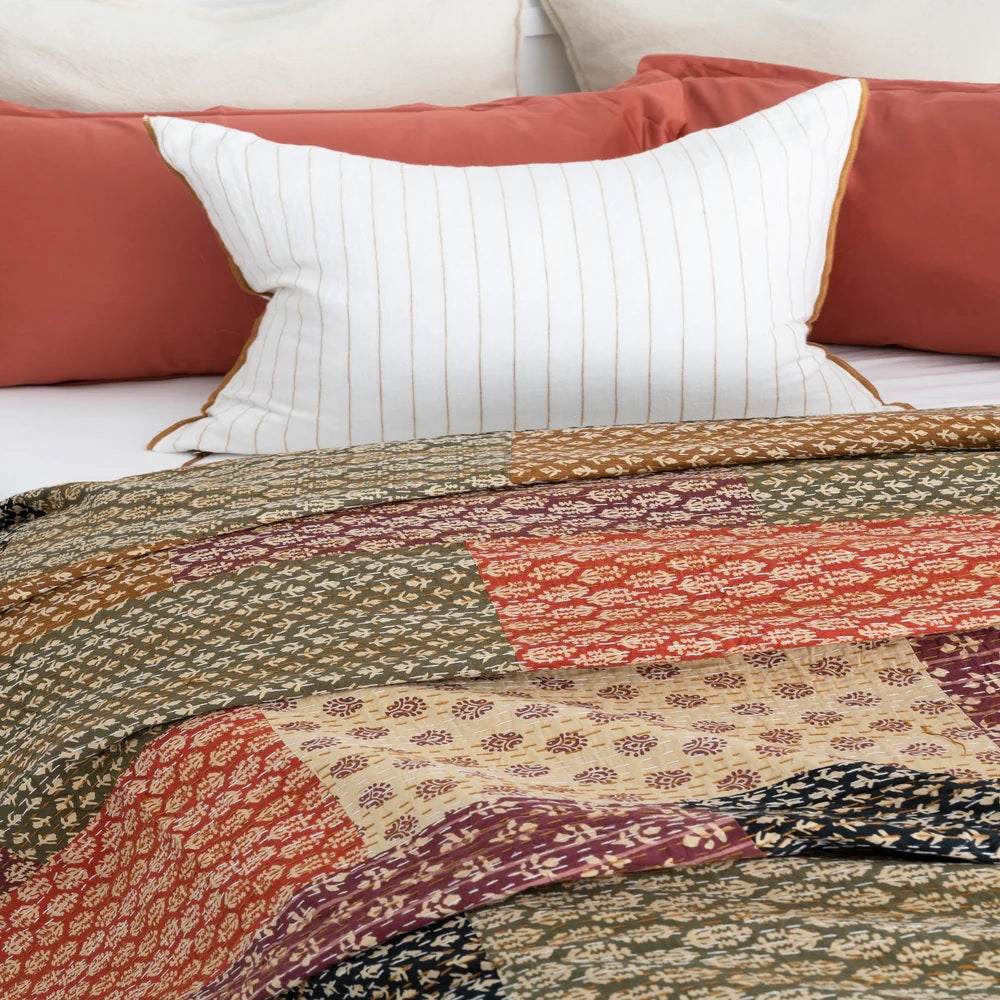 Indian Block Printed Hand Stitched Cotton Doona King Size