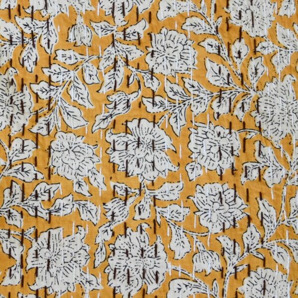 Indian Handmade Leaf Design Doona King Size-Yellow