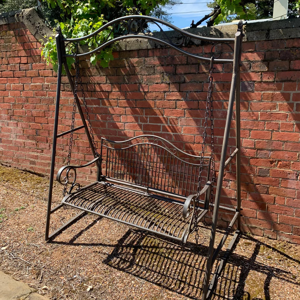 Industrial Elegance Metal Garden Swing with Stand