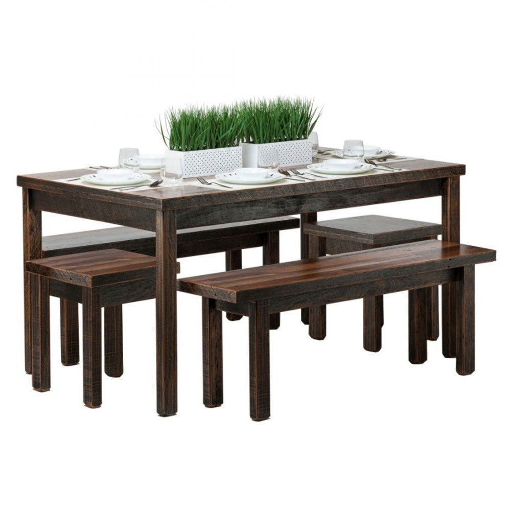 Industrial Reclaimed Wooden Dining Table Set 1.5M - Staggered Finish