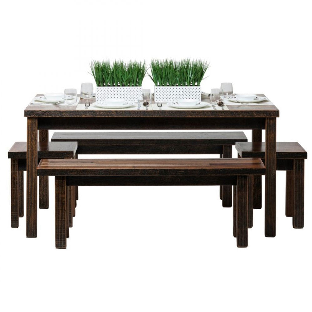 Industrial Reclaimed Wooden Dining Table Set 1.5M - Staggered Finish