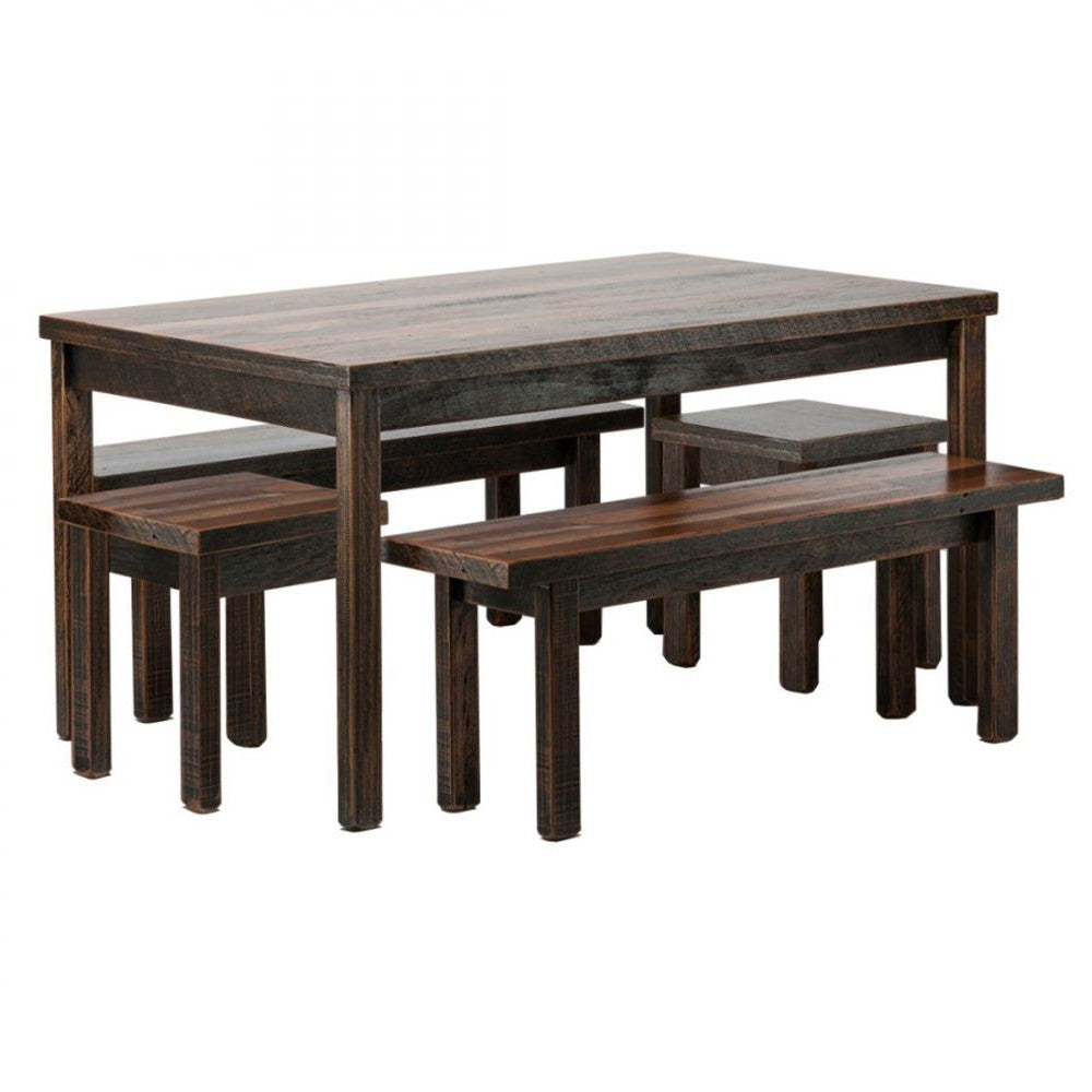 Industrial Reclaimed Wooden Dining Table Set 1.5M - Staggered Finish