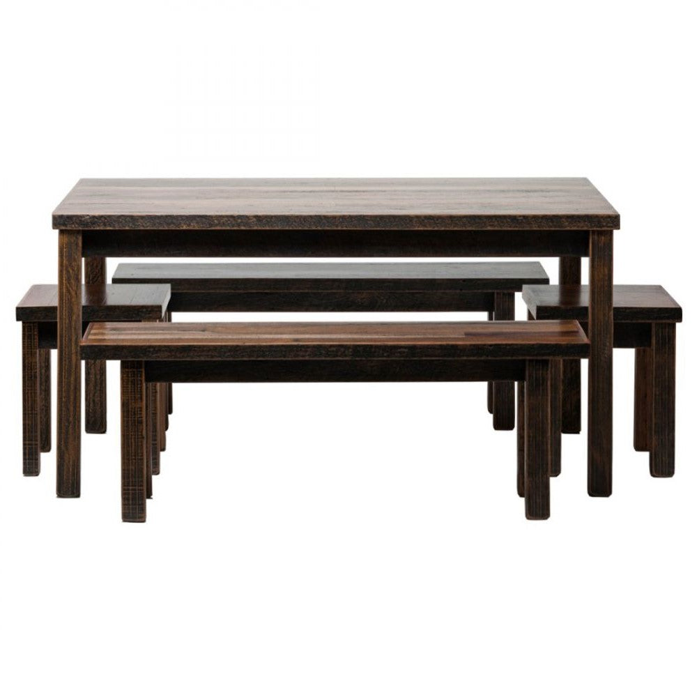 Industrial Reclaimed Wooden Dining Table Set 1.5M - Staggered Finish