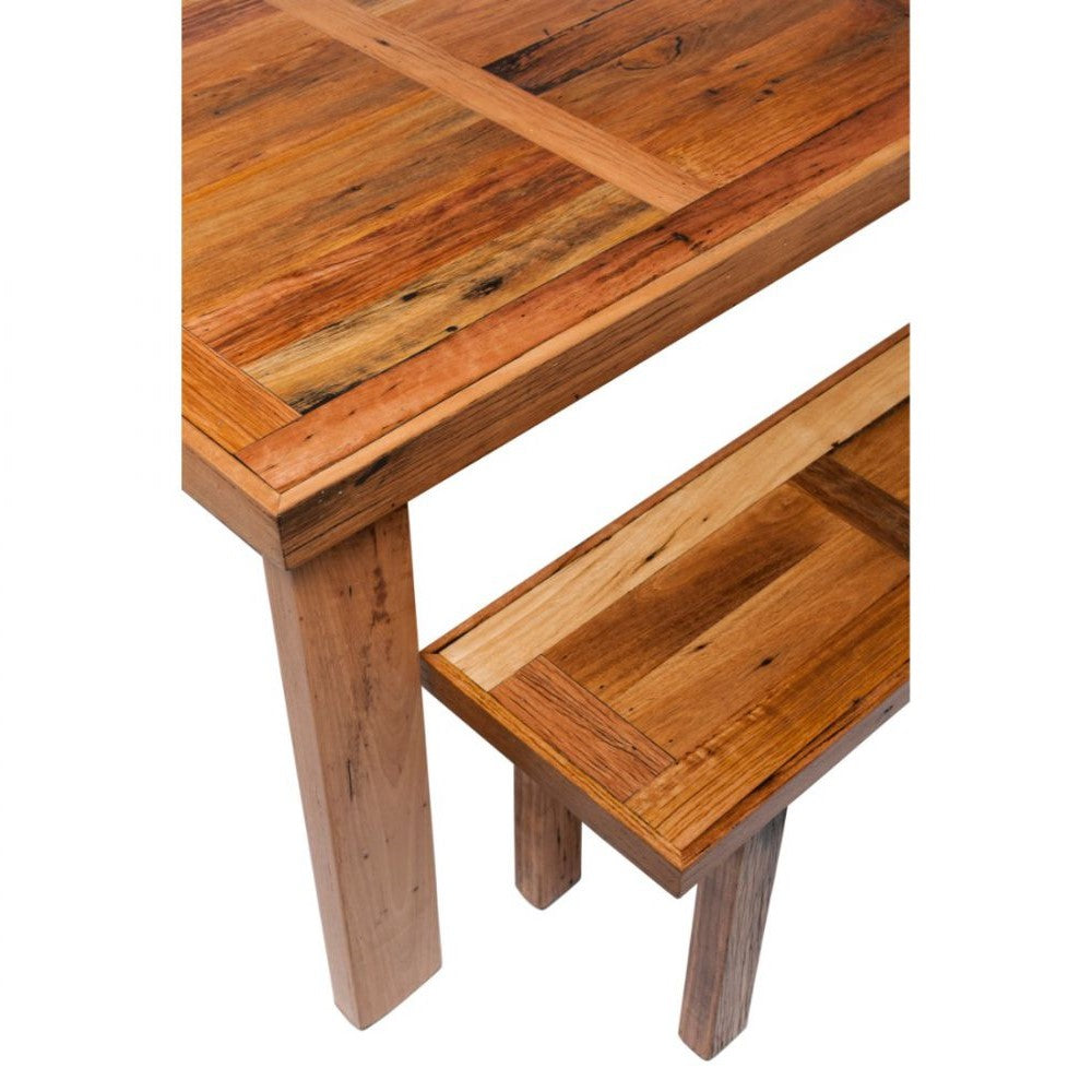 Industrial Reclaimed Wooden Dining Table Set 2M - Blonde Finish