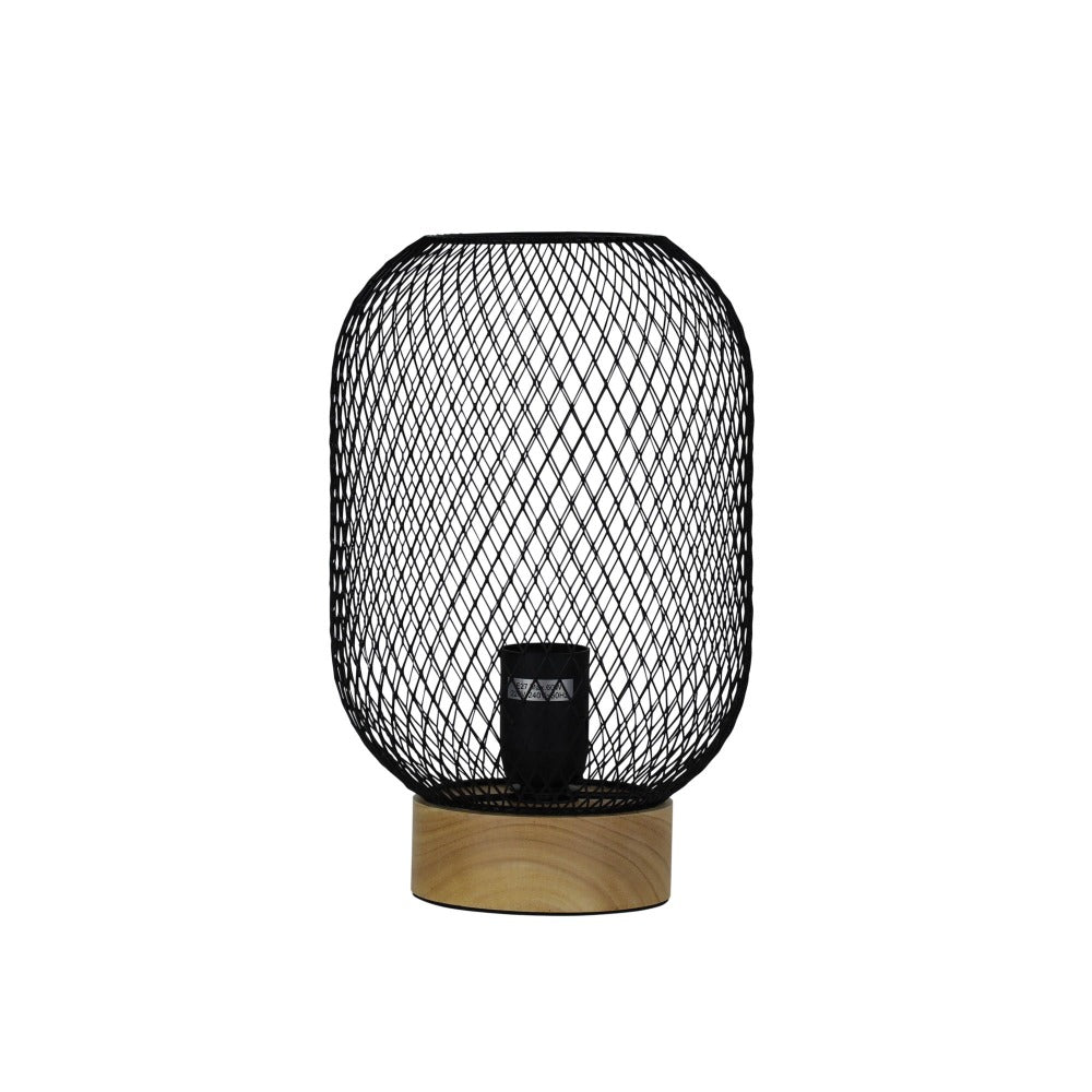 Industrial Mesh Wooden Base Table Lamp (Available in 5 Colors)