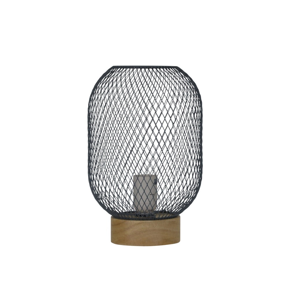 Industrial Mesh Wooden Base Table Lamp (Available in 5 Colors)