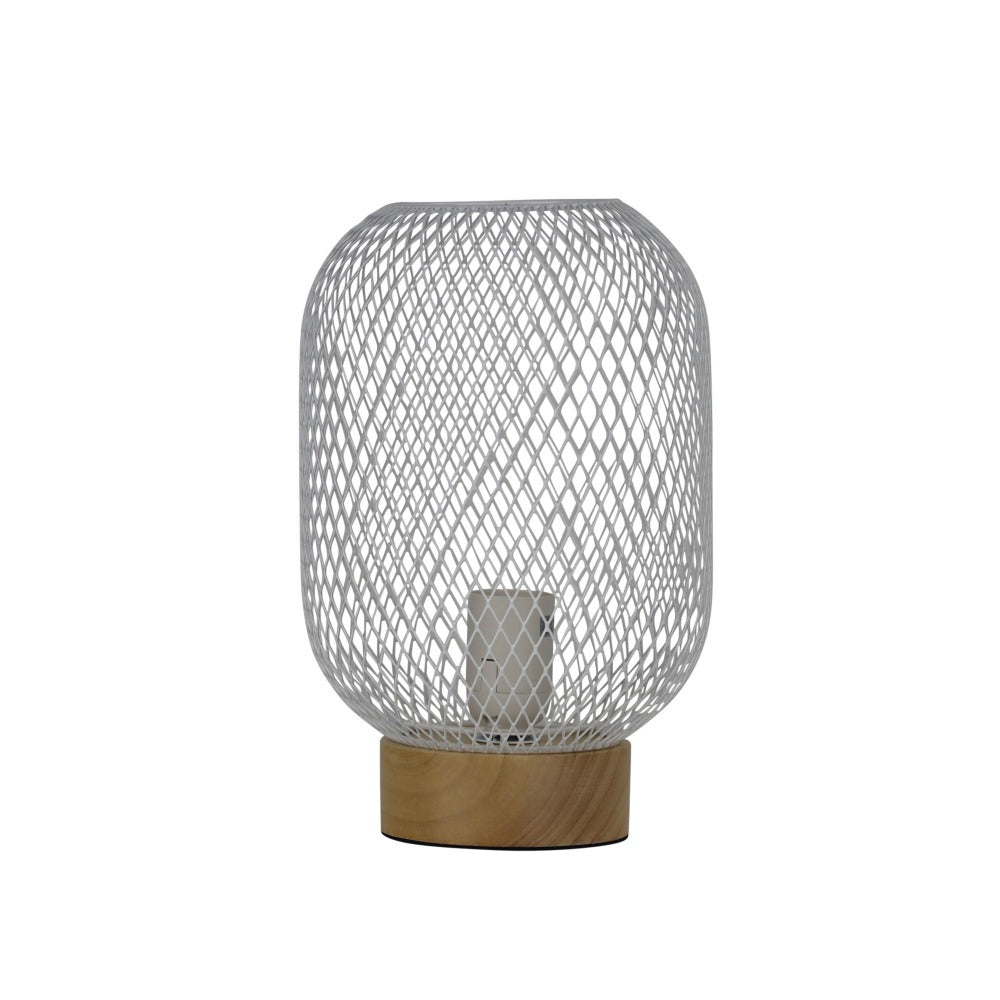 Industrial Mesh Wooden Base Table Lamp (Available in 5 Colors)