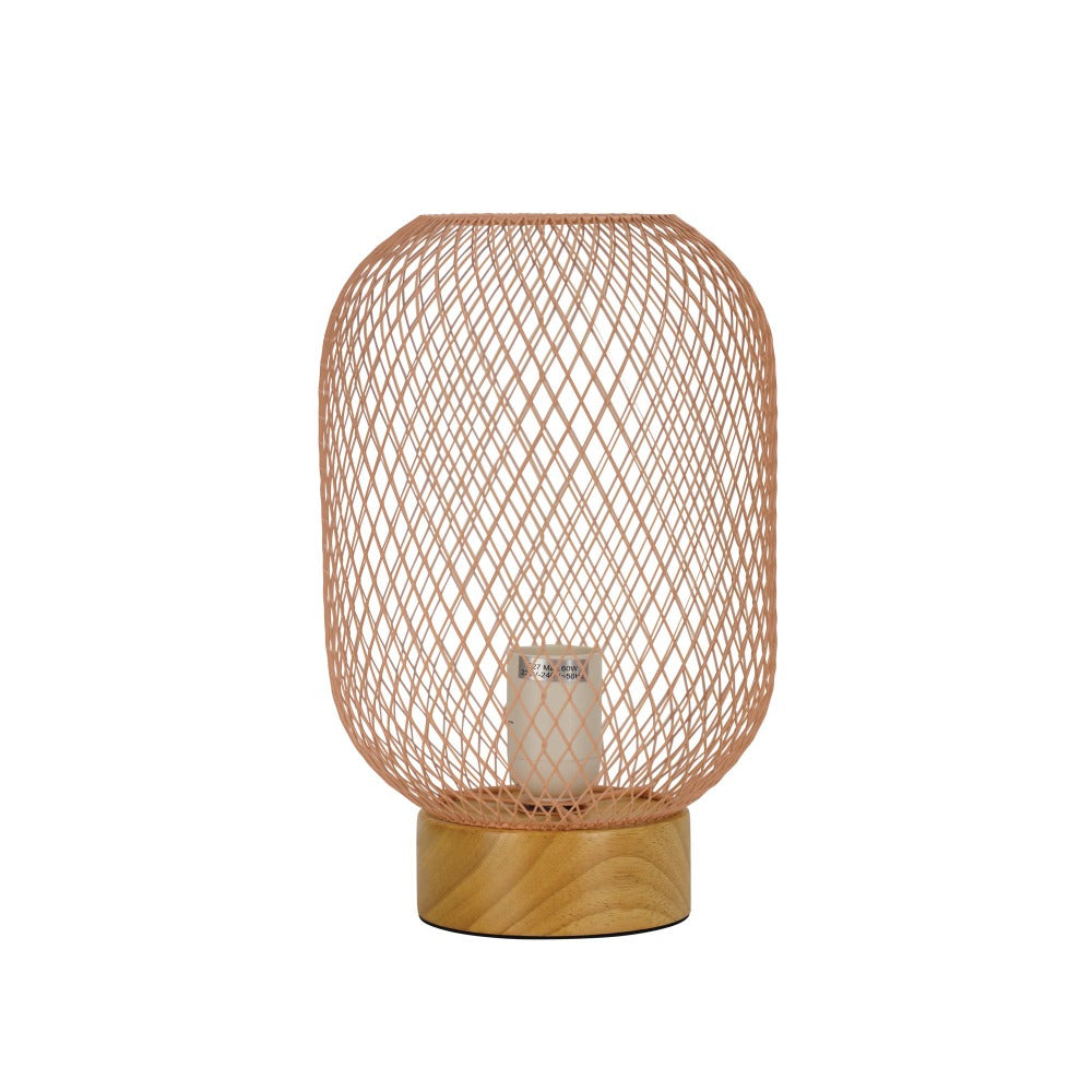 Industrial Mesh Wooden Base Table Lamp (Available in 5 Colors)