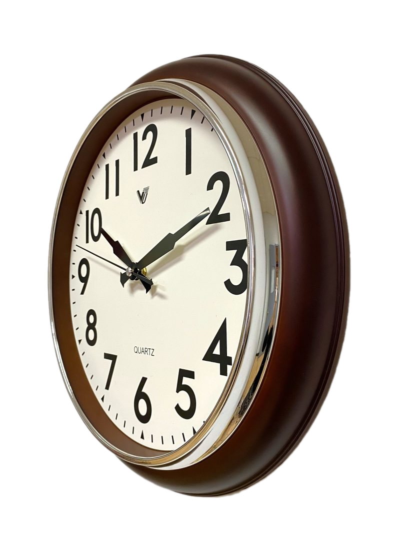Inlaid Brown Frame Wall Clock 38cms (Available in 2 colors)