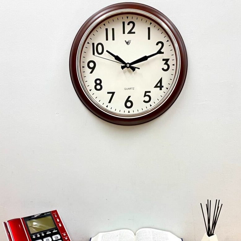 Inlaid Brown Frame Wall Clock 38cms (Available in 2 colors)