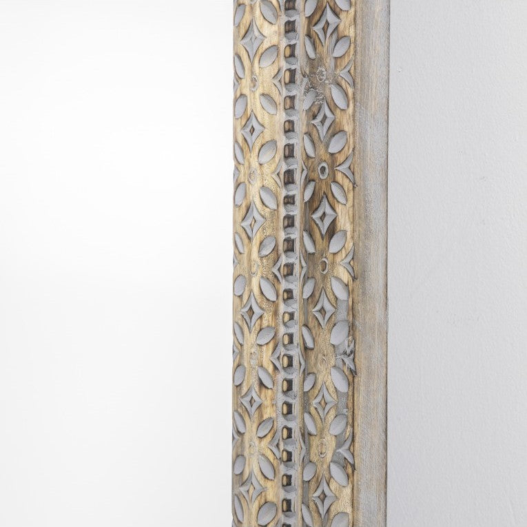 Intricate Wooden Carving Wall Mirror 120cms