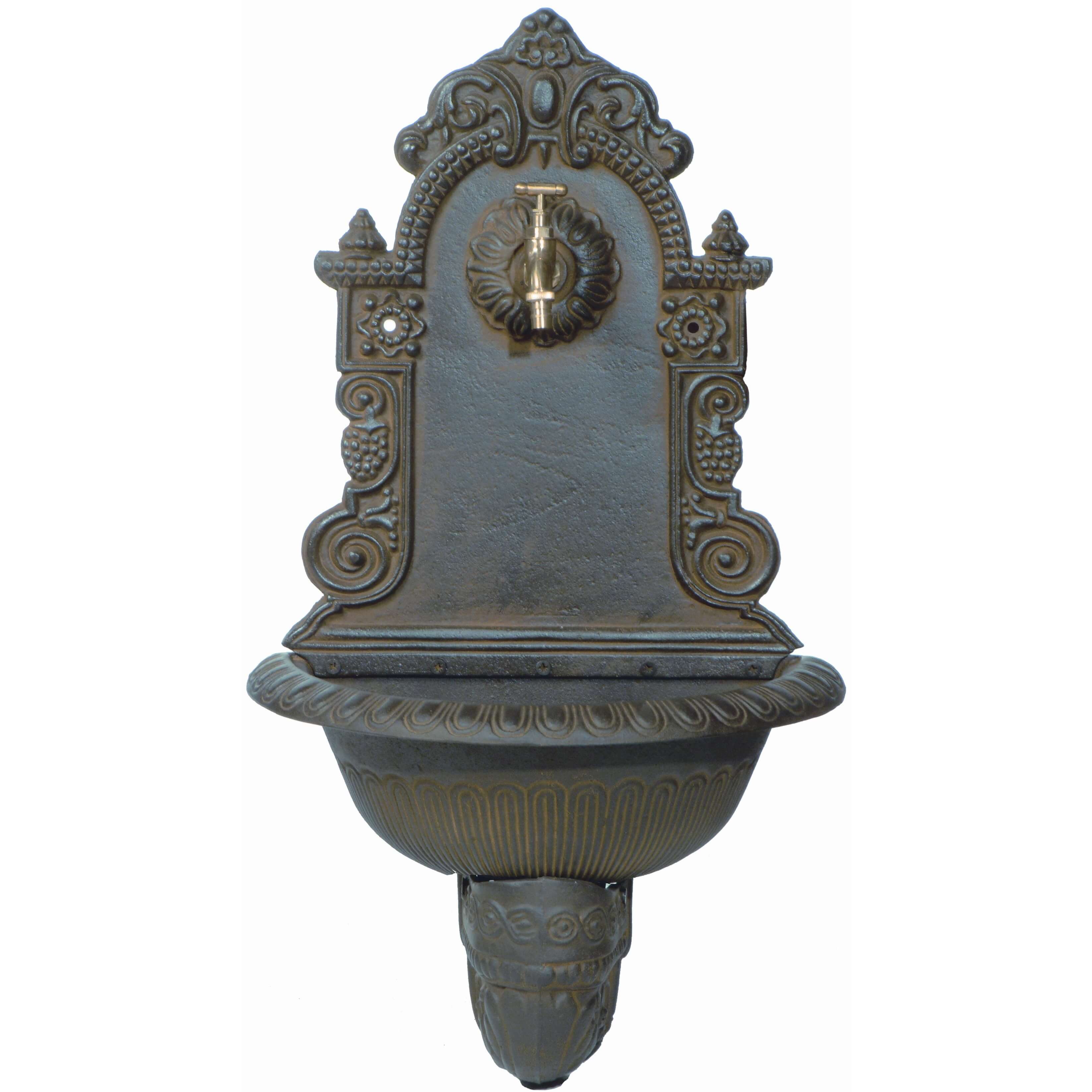 Intricate Design Cast Iron Wall Fountain With Tap