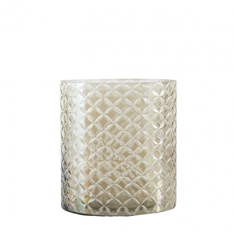 Intriguing Patterned Glass Tealight Holder 15cms (Available in 2 Colors)