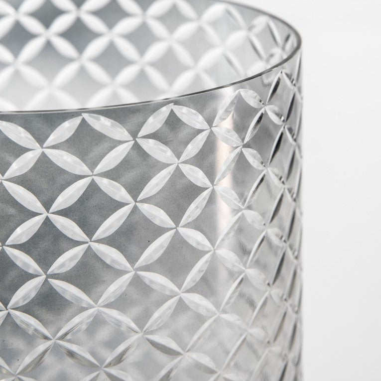 Intriguing Patterned Glass Tealight Holder 15cms (Available in 2 Colors)