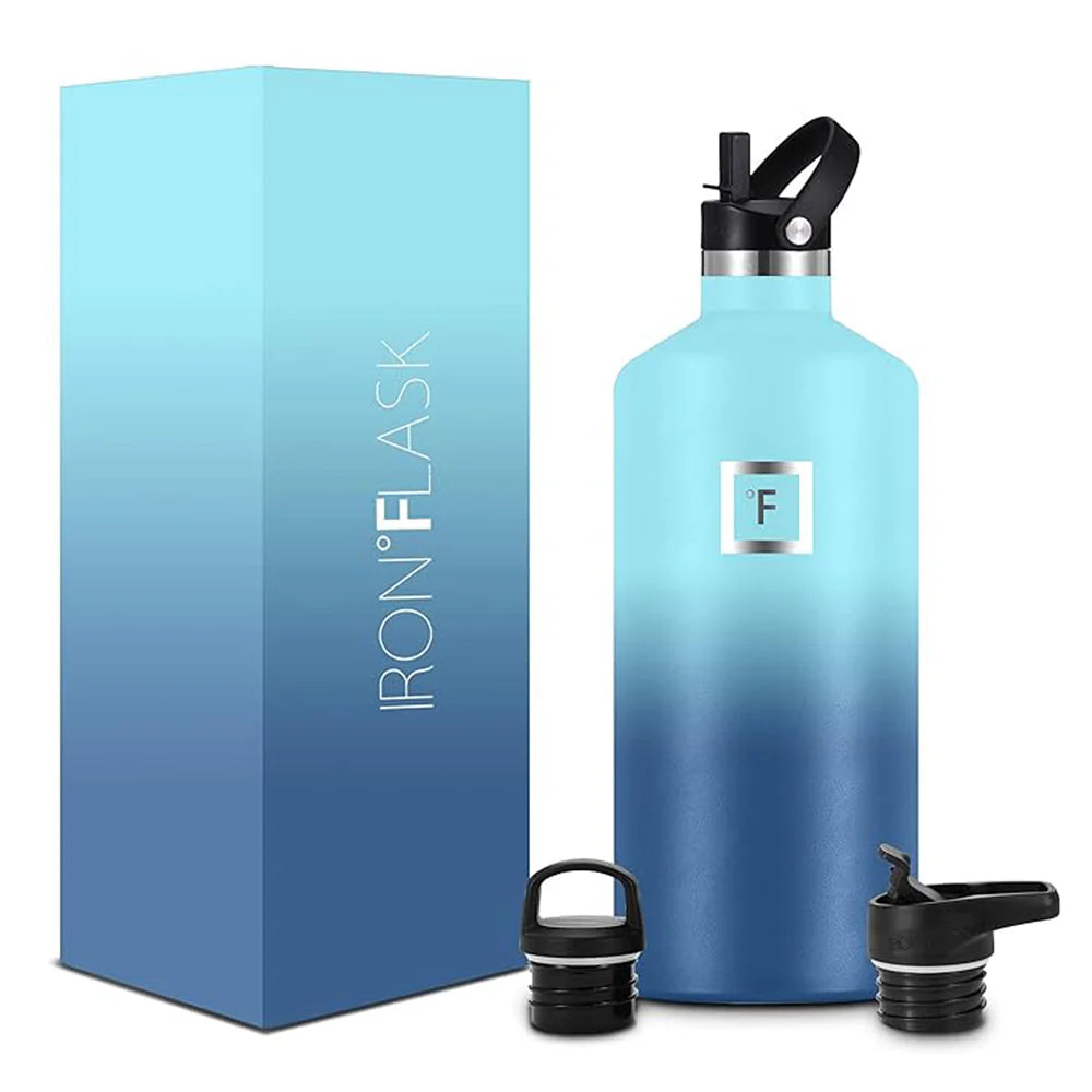 Iron Flask Bottle with Spout Lid 1900ml - Blue Waves