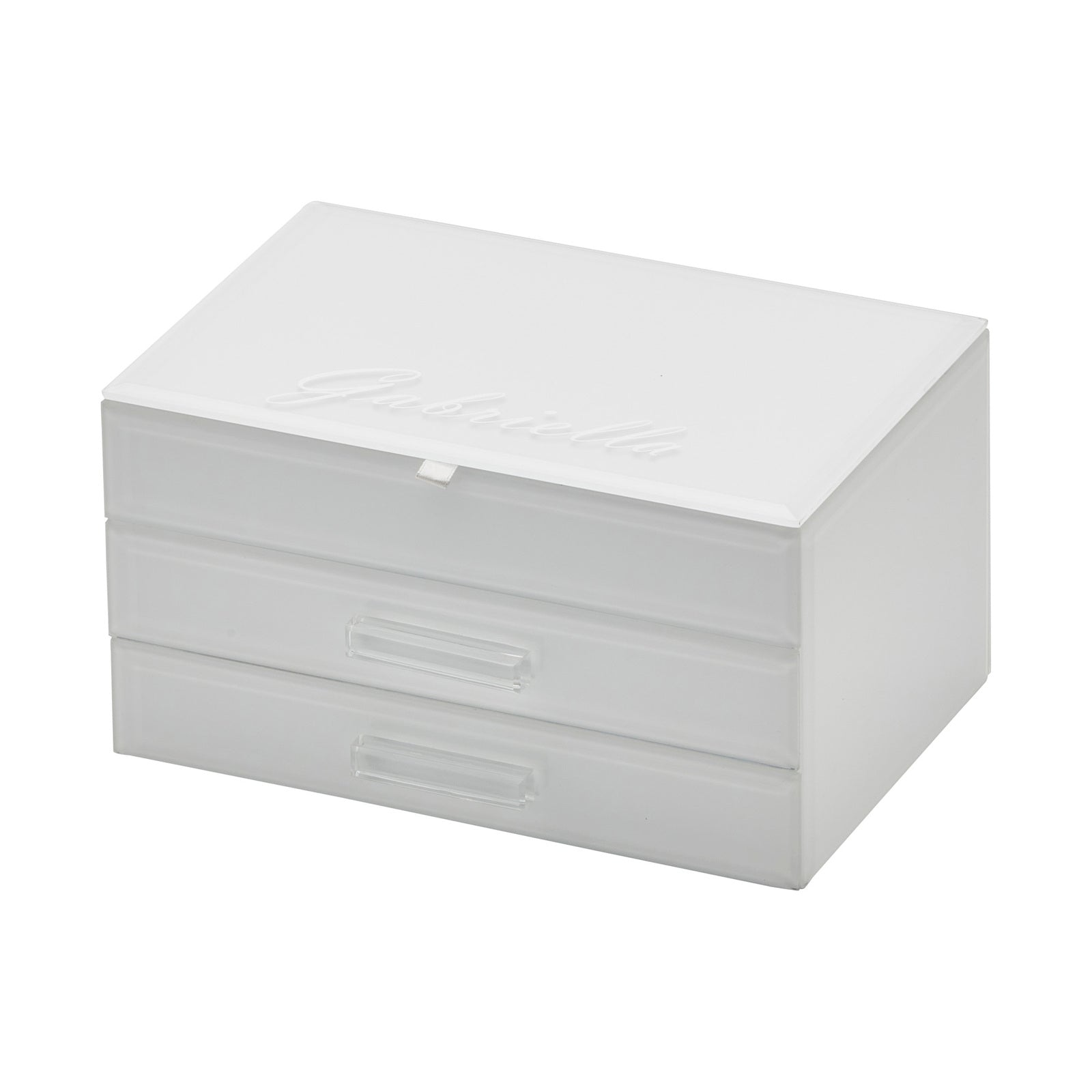 Personalised Isabella 3 Tiers Jewellery Box Medium White