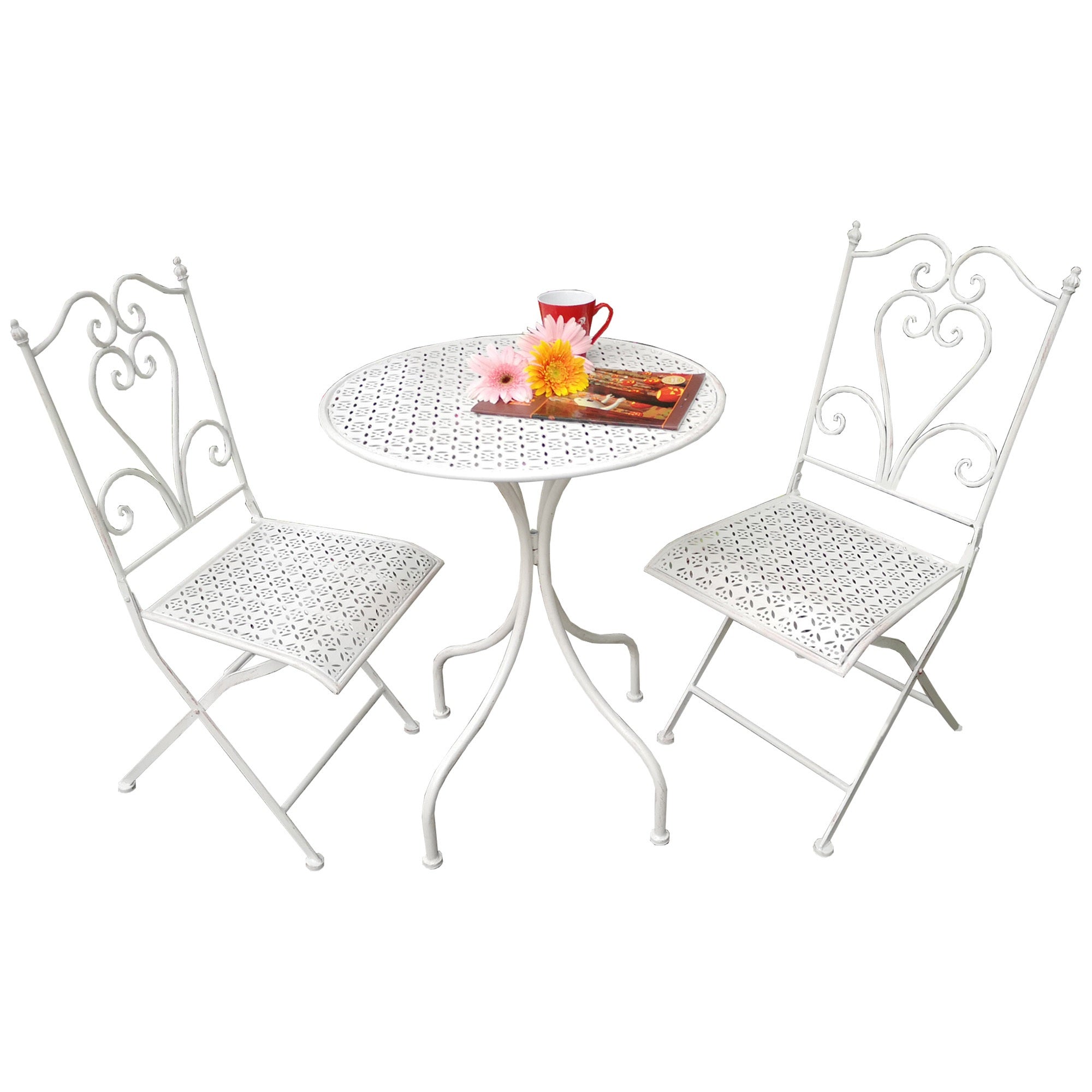 Italian Patio Table and Chair Collection in Cream - Set of 3