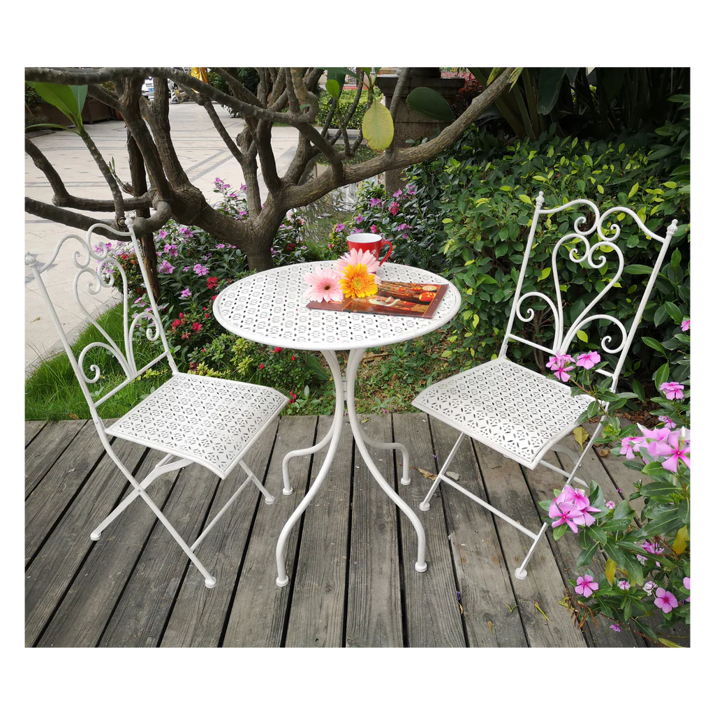 Italian Patio Table and Chair Collection in Cream - Set of 3
