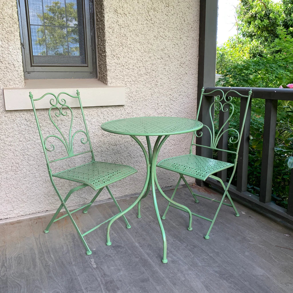Italian Patio Table and Chair Collection in Green - Set of 3