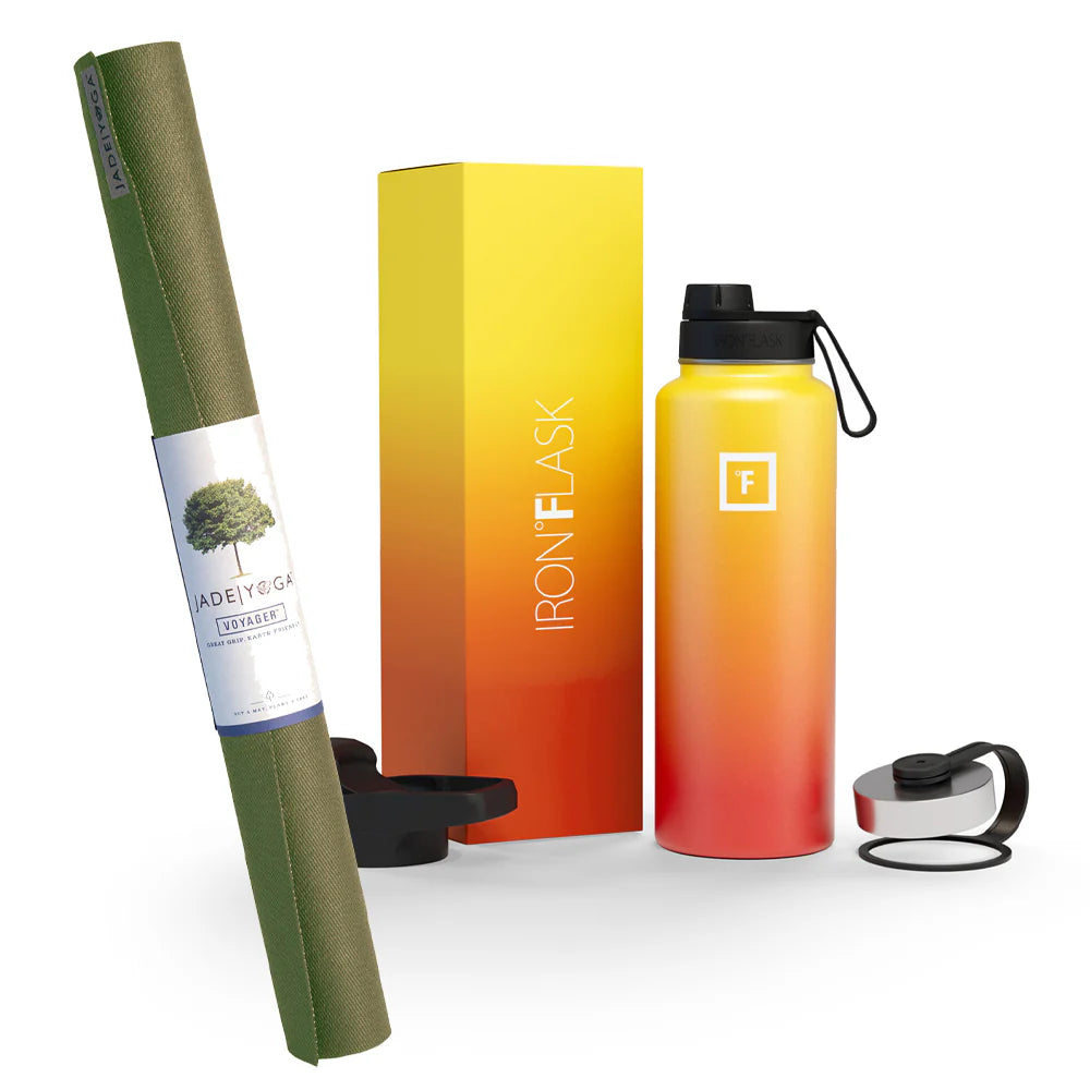 Jade Yoga Voyager Mat & Flask Combo (Available in 4 Colors)
