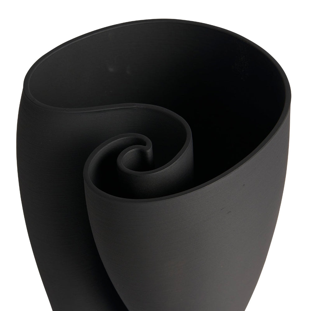 Jade Contemporary Spiral Black Vase - 24cms