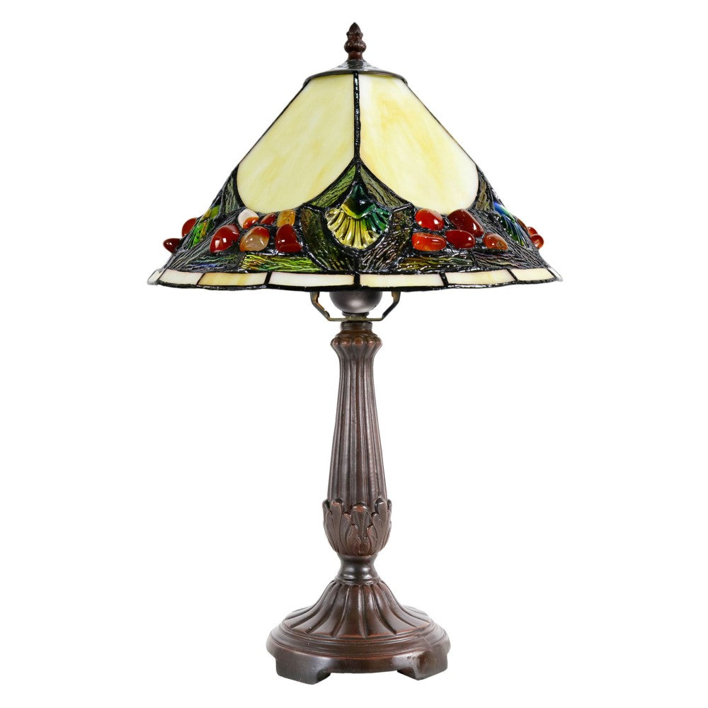 Janny Tiffany Style Table Lamp In Beige
