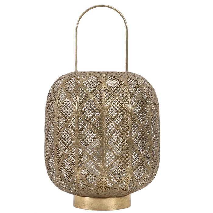 Jasmine Metal Hurricane Lantern - Gold Wash