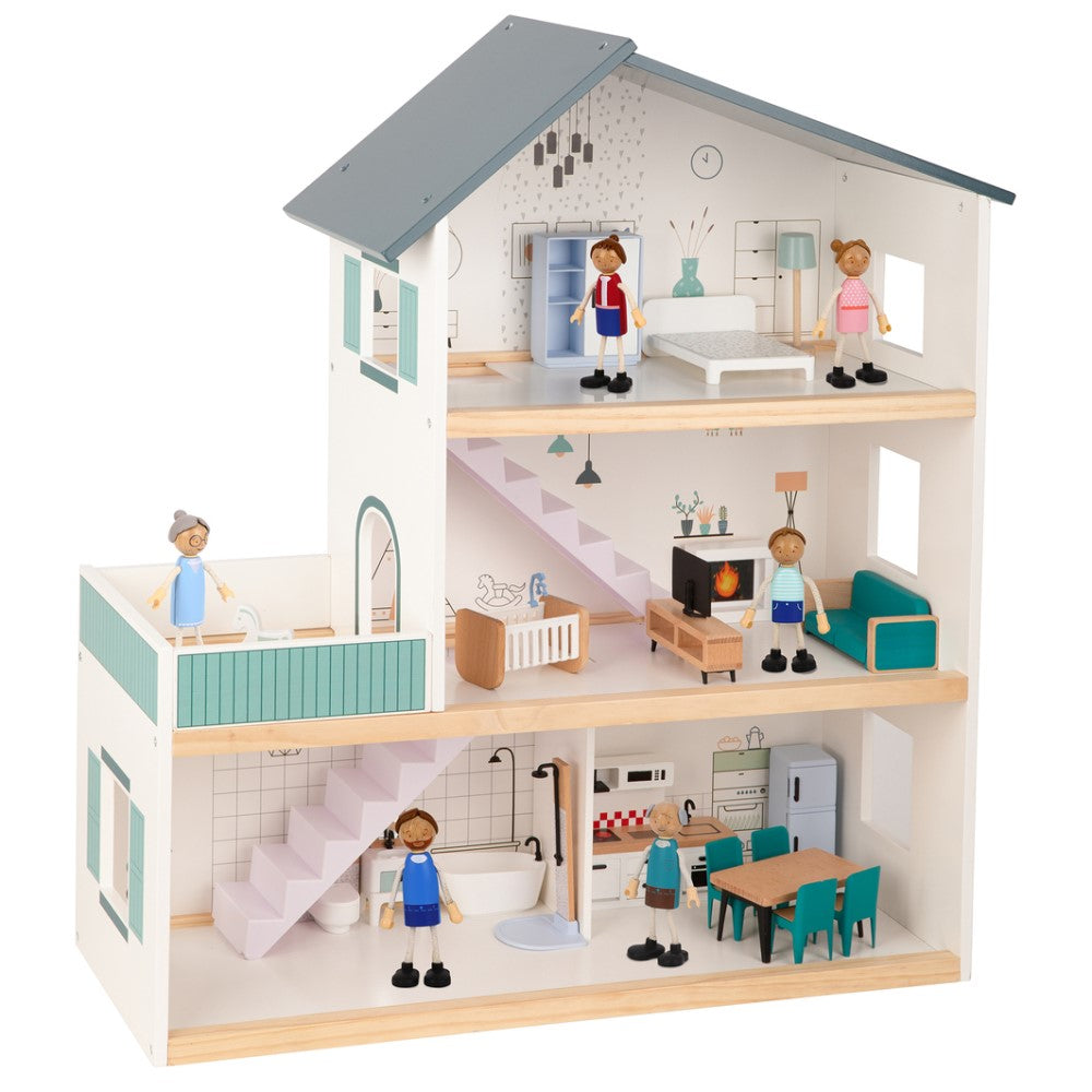 Kids 3 Storey Modern Dollhouse Playset