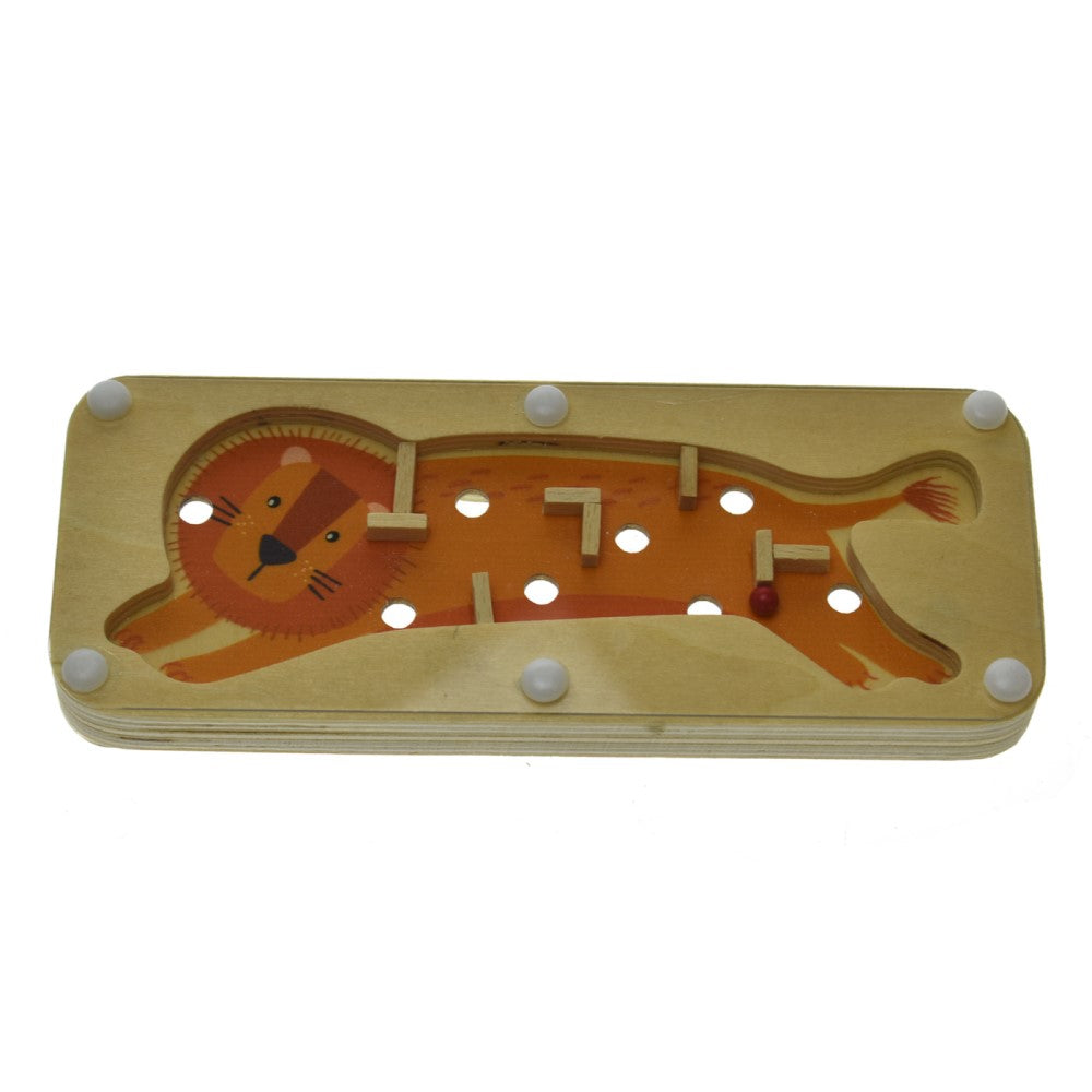 Kids Double Sided Wooden Maze Game - Lion & Hippo