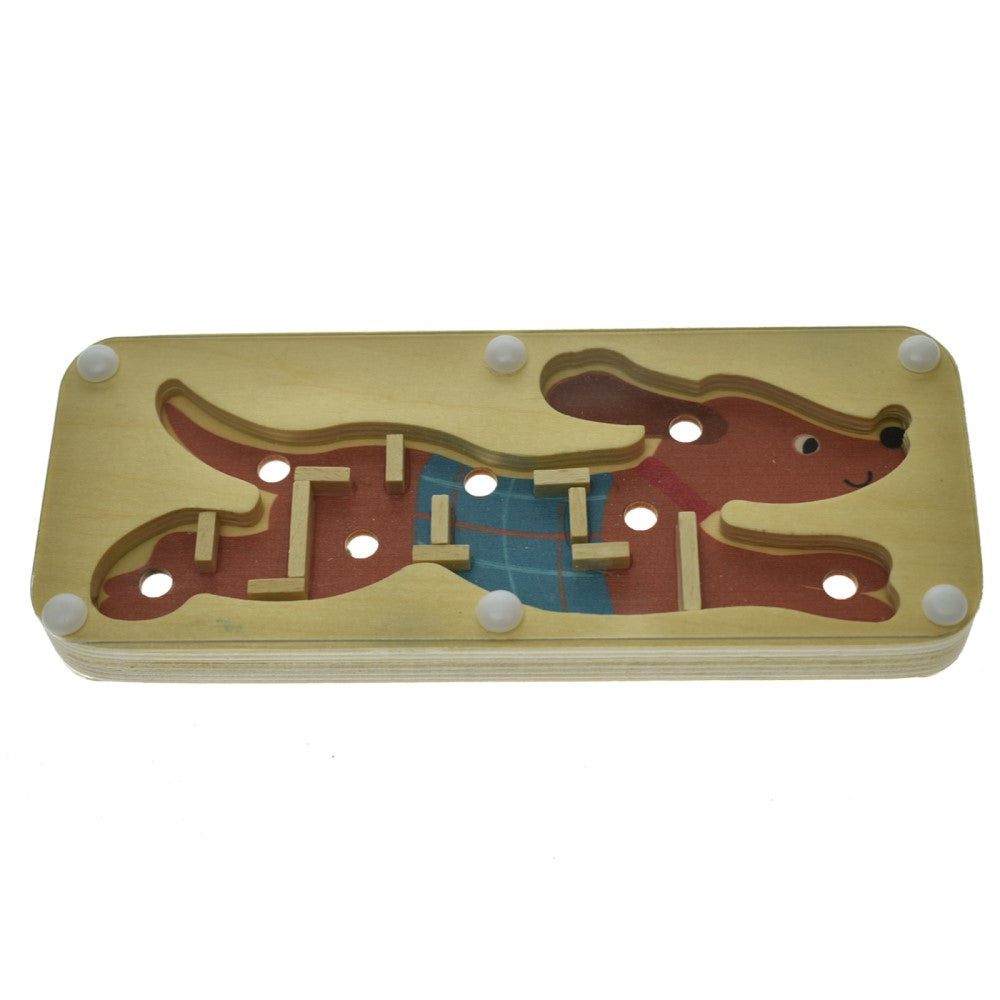 Kids Double Sided Wooden Maze Game - Cat & Dog