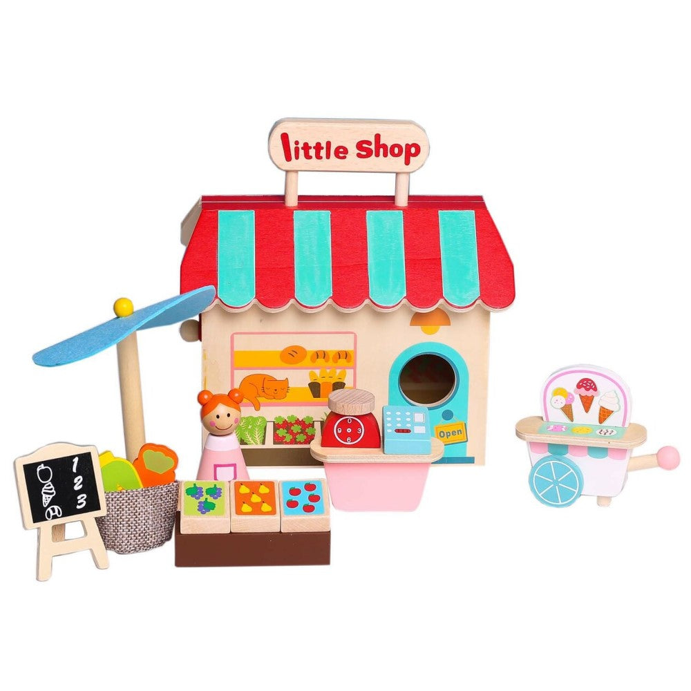Kids Grocery Store Playset With Carry House