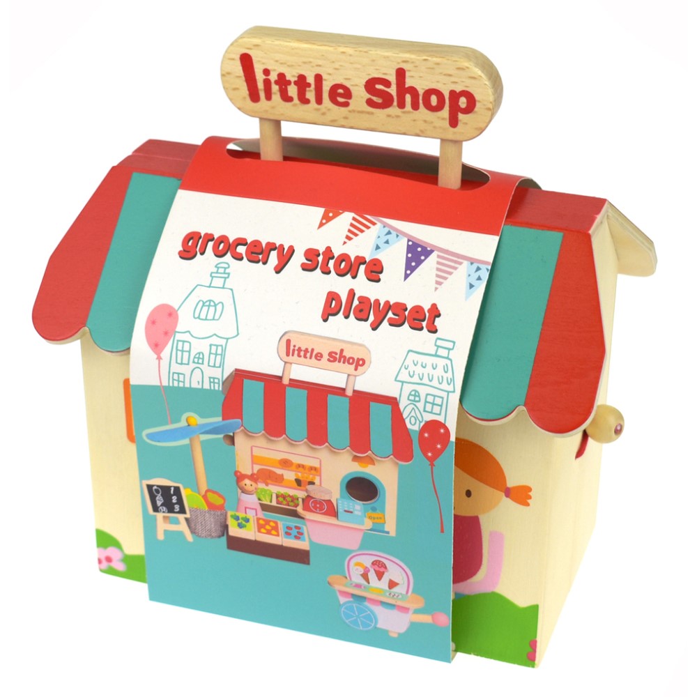 Kids Grocery Store Playset With Carry House