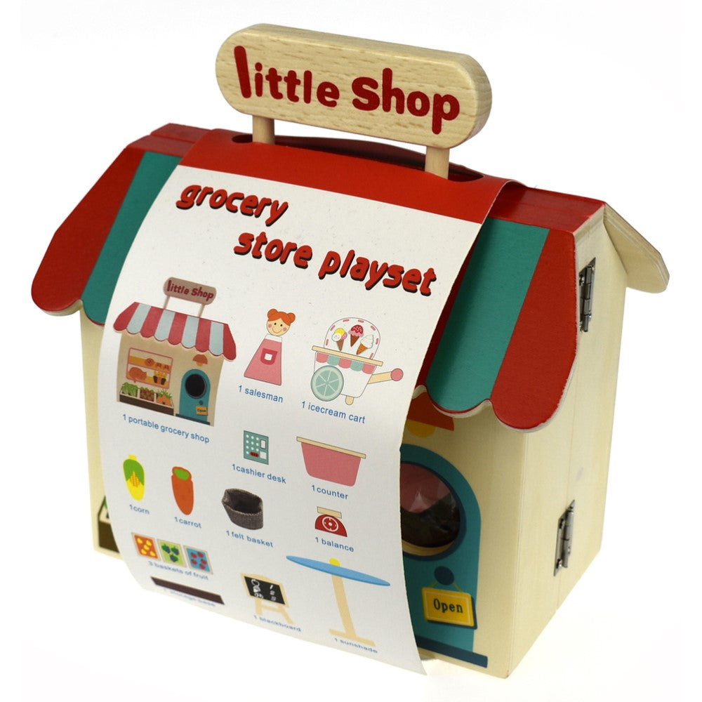 Kids Grocery Store Playset With Carry House