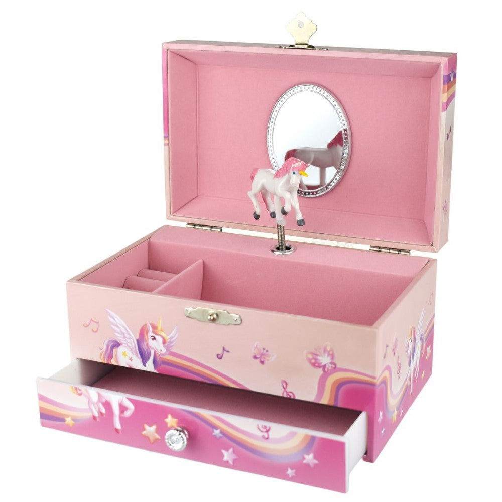 Rainbow Unicorn Kids Keepsake Music Box With Drawer