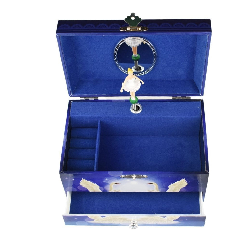 Ballerina & Swans Kids Keepsake Music Box With Drawer