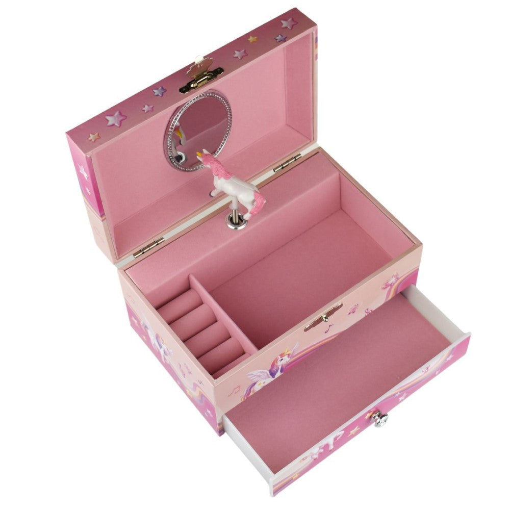 Rainbow Unicorn Kids Keepsake Music Box With Drawer