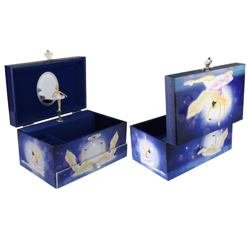 Ballerina & Swans Kids Keepsake Music Box With Drawer