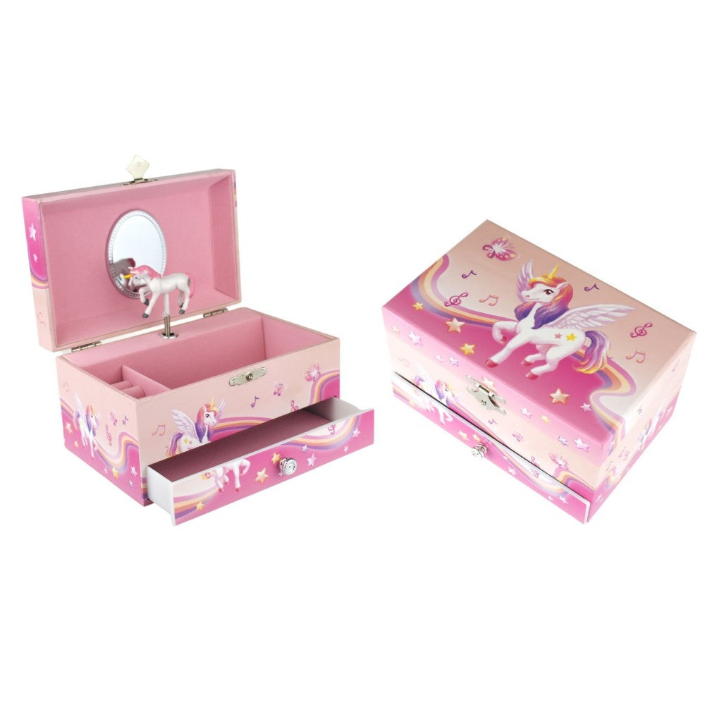 Rainbow Unicorn Kids Keepsake Music Box With Drawer