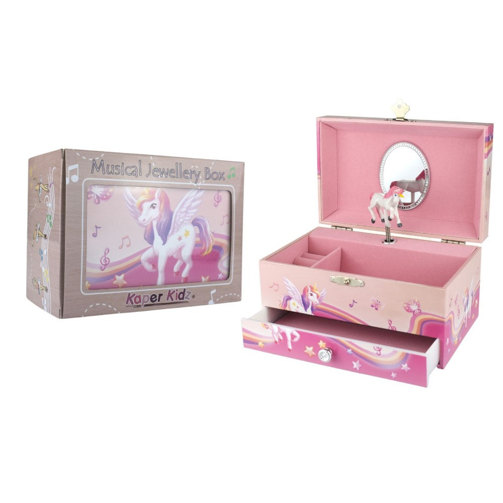 Rainbow Unicorn Kids Keepsake Music Box With Drawer