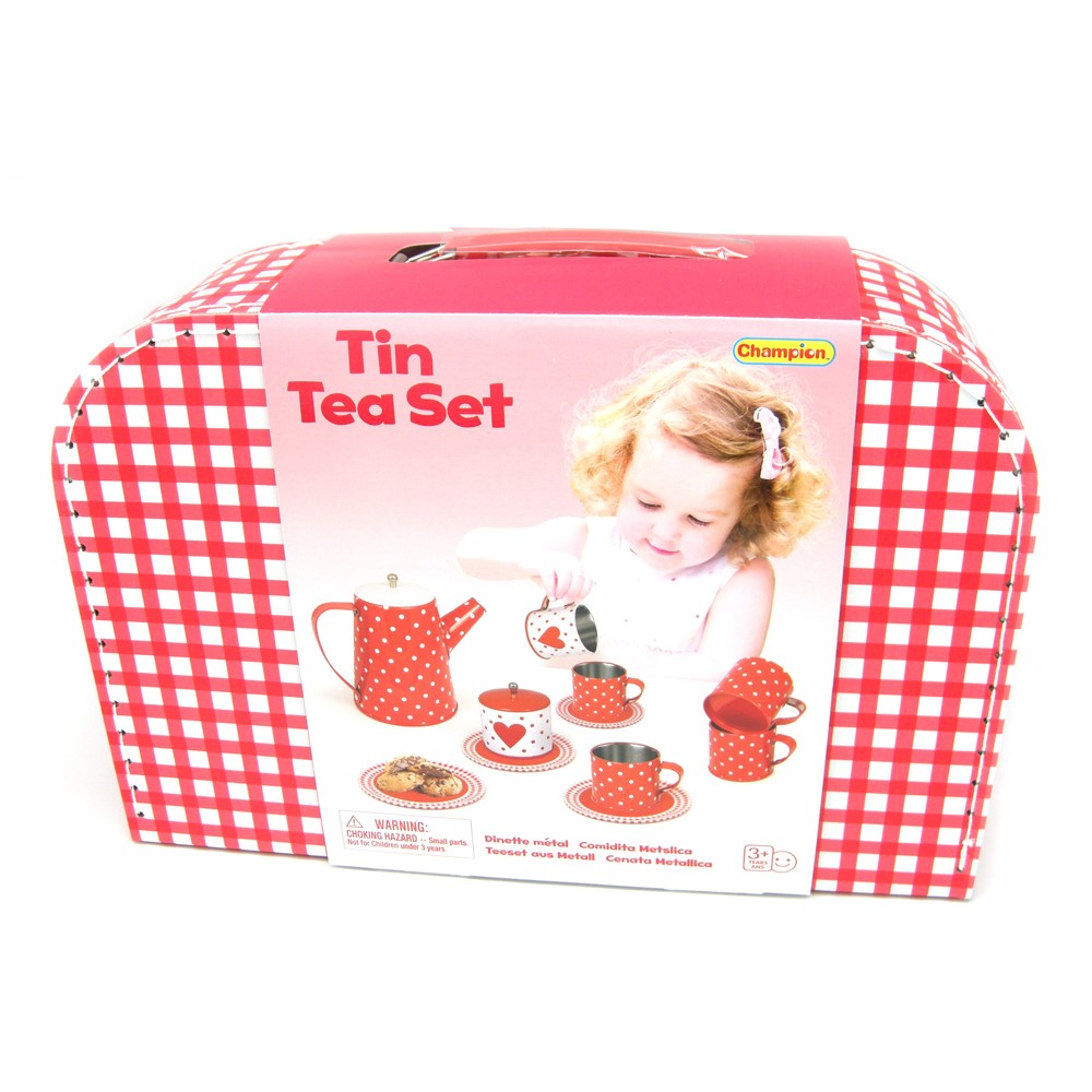 Kids Play Tin Tea Set - Hearts 13Pcs